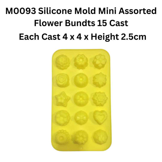 M0093 Silicone Mold Mini Assorted Flower Bundts 15 Cast
