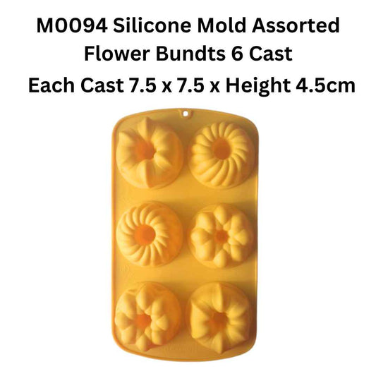 M0094 Silicone Mold Assorted Flower Bundts 6 Cast