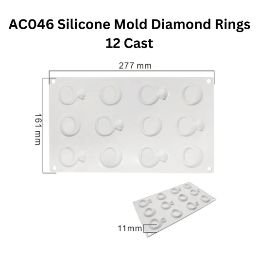 AC046 Silicone Mold Diamond Rings 12 Cast