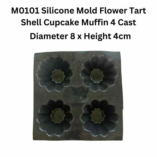 M0101 Silicone Mold Flower Tart Shell Cupcake Muffin 4 Cast