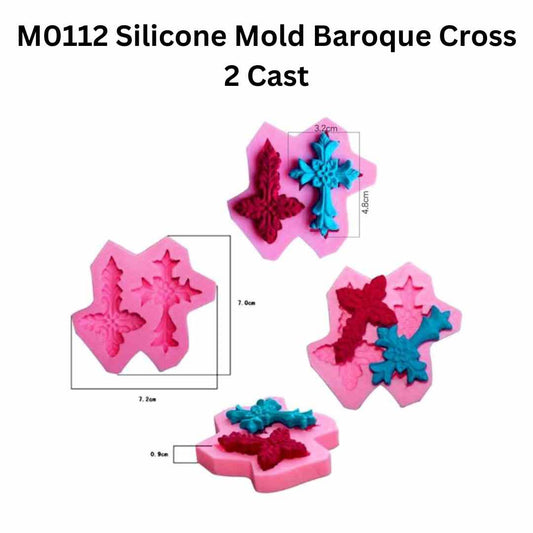 M0112 Silicone Mold Baroque Cross 2 Cast