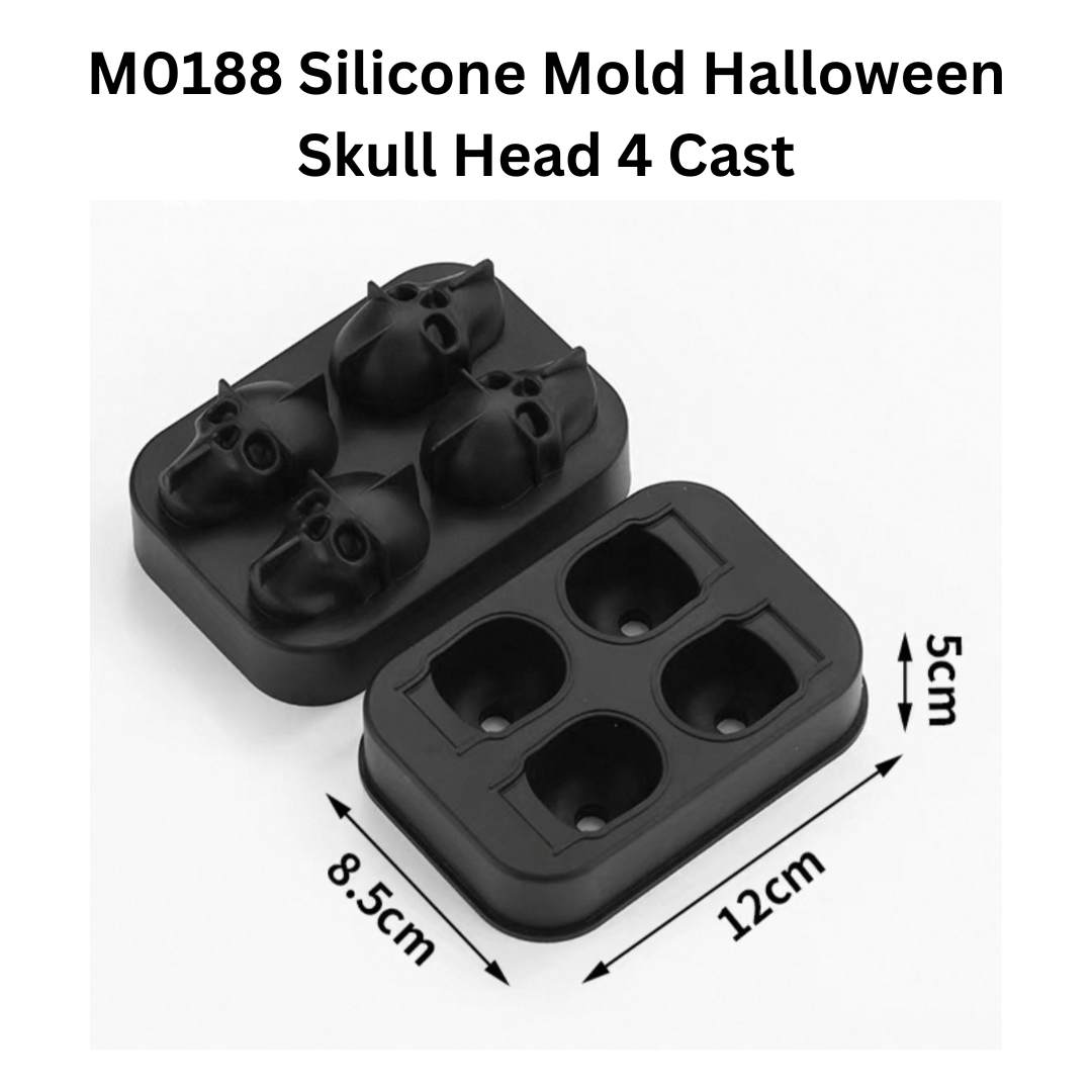 M0188 Silicone Mold Halloween Skull Head 4 Cast